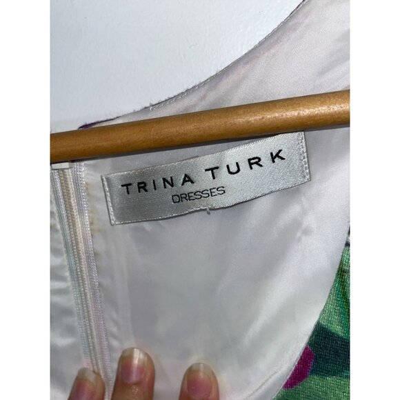 Trina Turk Floral Sleeveless Tropical Print Mini Dress Women Size Medium M - Picture 5 of 11